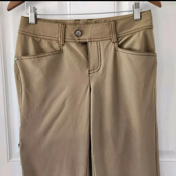 Athleta Adjustable Waist 45274 Tan Side Zipper Pocket Wide Leg Womens Size 4 - Picture 2 of 10